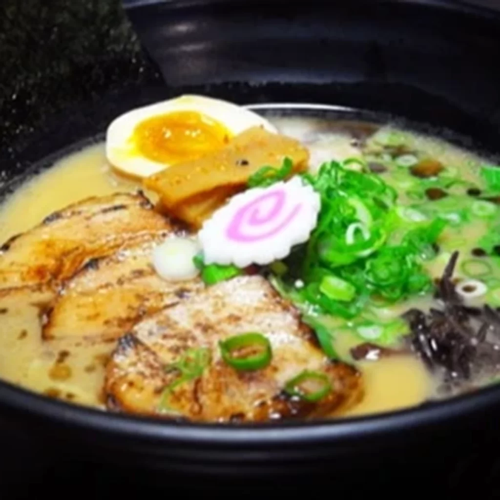 Creamy tonkotsu ramen topped with chashu and veggies at Ichiddo Ramen, Ramen Restaurant in Poughkeepsie