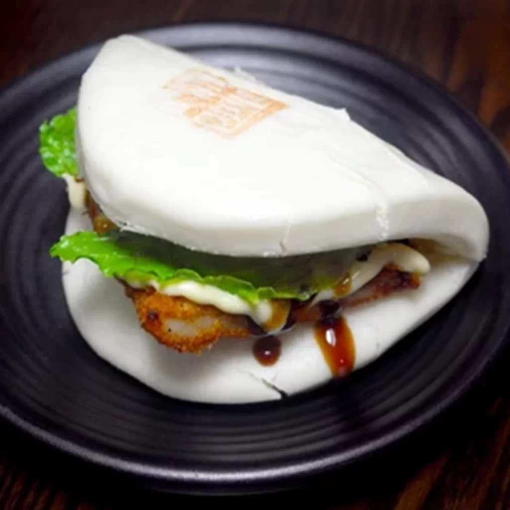 Fried pork belly bao with veggies and sauces at Ichiddo Ramen, Ramen Restaurant in Poughkeepsie